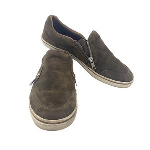 Ralph Lauren LRL Suede Slip‎ On Sneakers Casual Zip Up Shoes Womens Size 9B